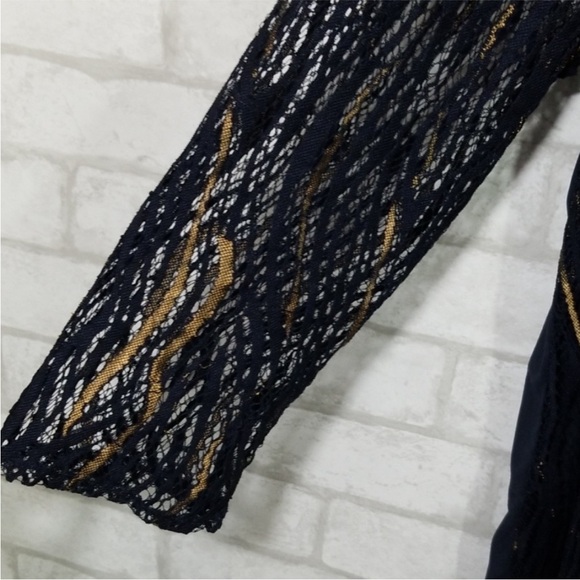 Chicos travelers blue/gold open cardigan size 2 - Picture 4 of 7